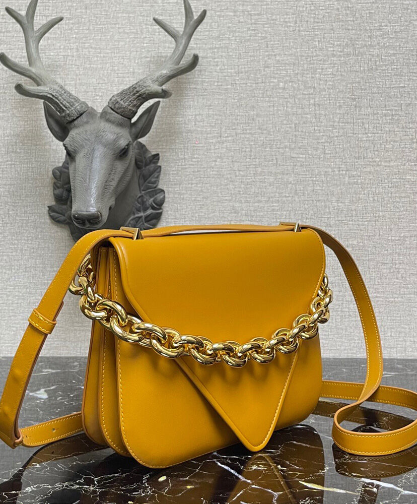 Bottega Veneta Mount Leather Envelope Bag Yellow